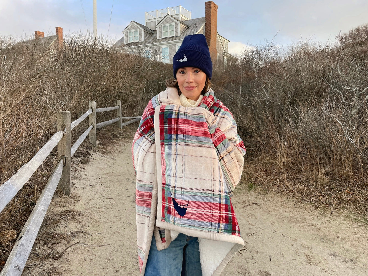 Nantucket Plaid Fleece Sherpa Blanket